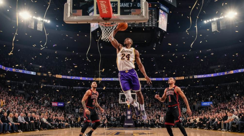 Kobe Bryant throws the ball from above