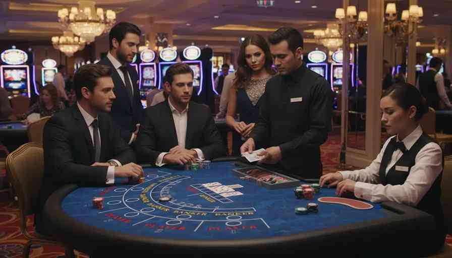 The dealer shows the cards