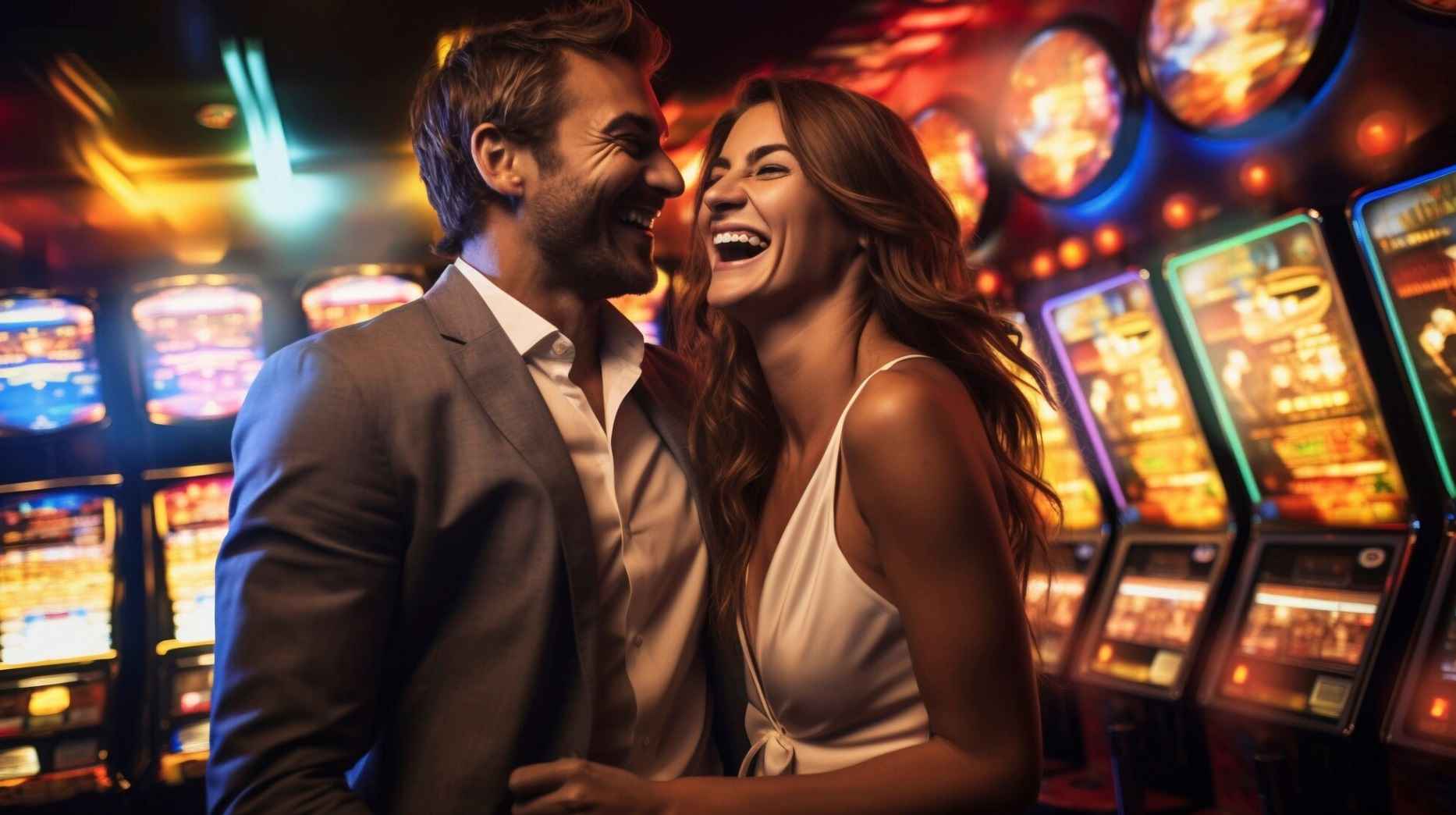 the couple is happy about winning at the casino