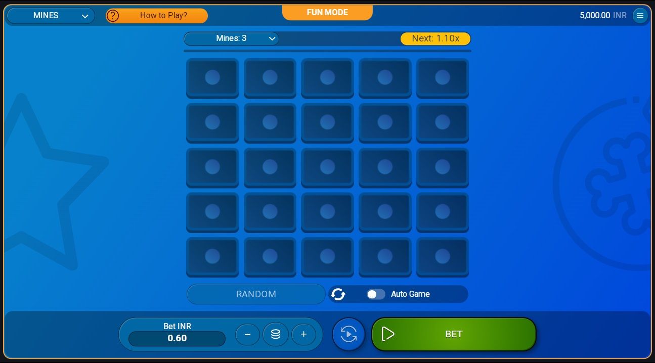 The playing field of the mines game