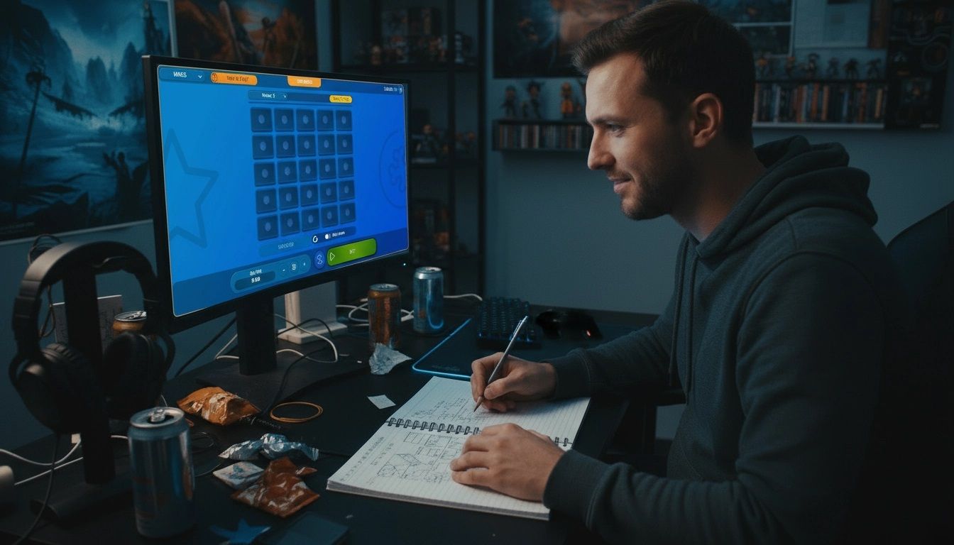 A man is playing mines slot