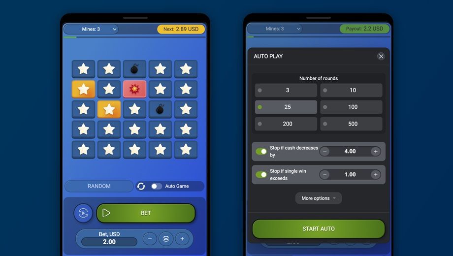 The playing field of the mines game