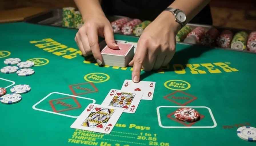 The croupier shows the cards in a poker game