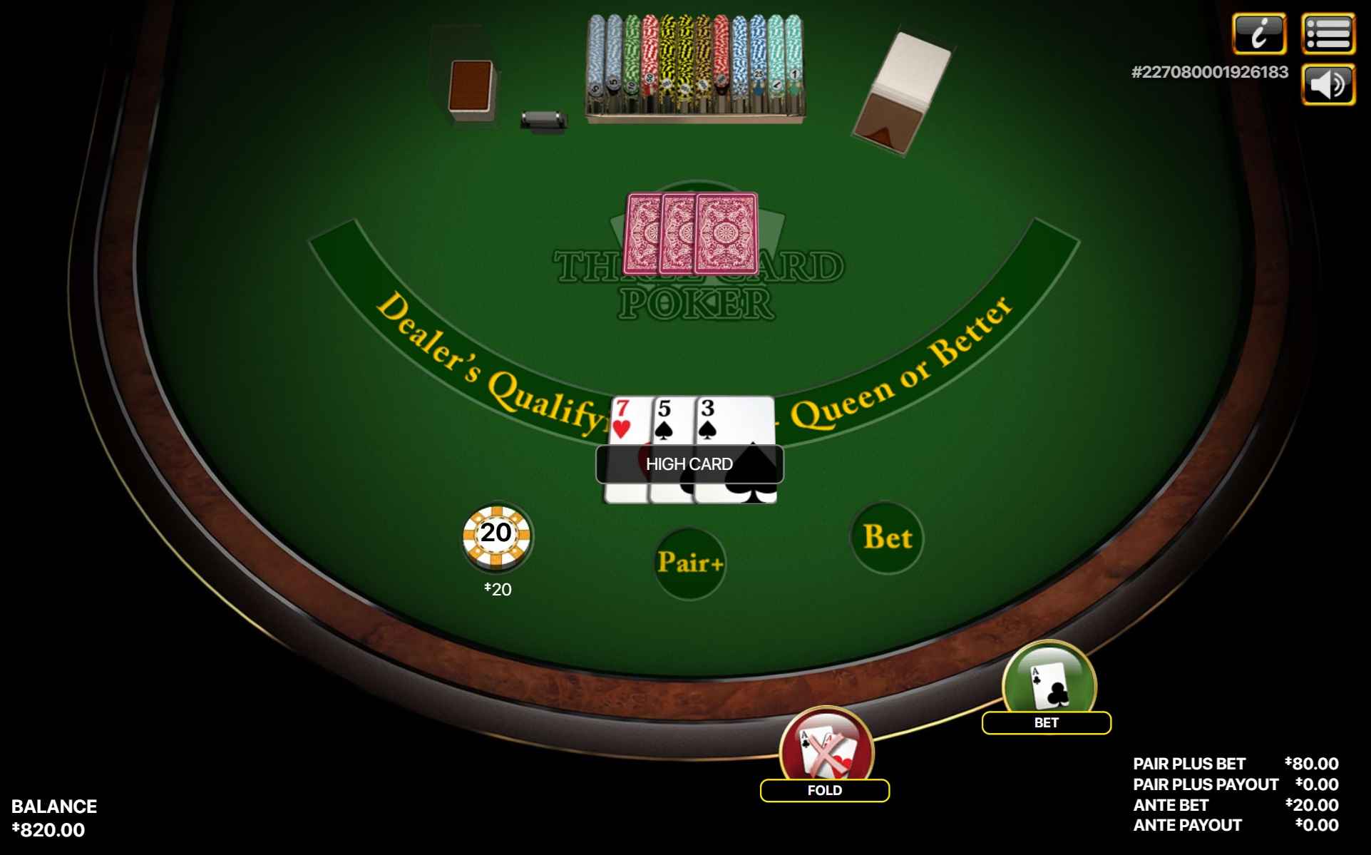 online poker game 3 cards