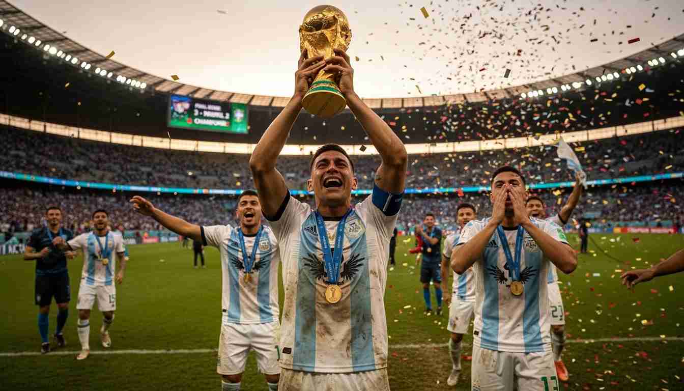 The players of the Argenta national team celebrate the victory