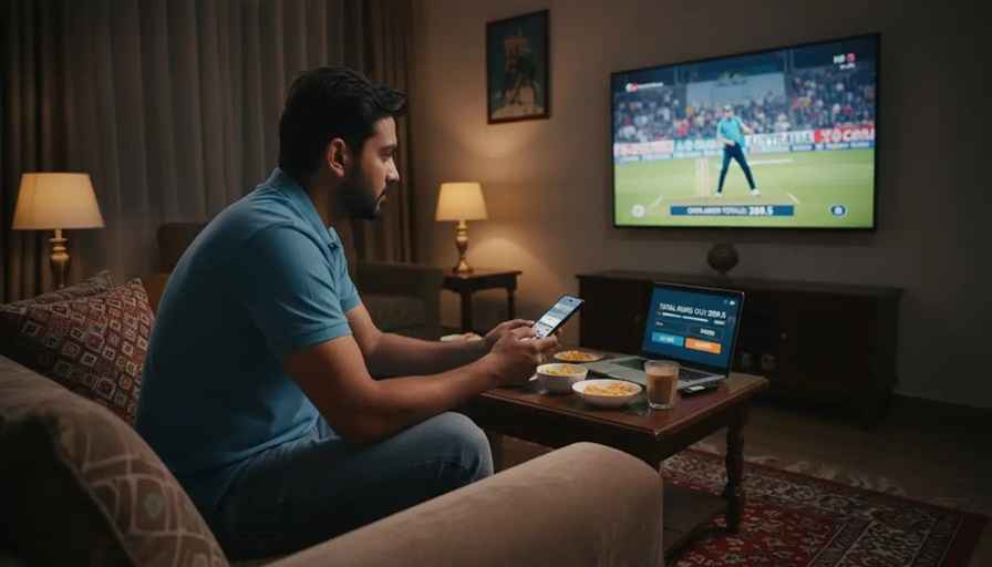 A man is betting on total cricket